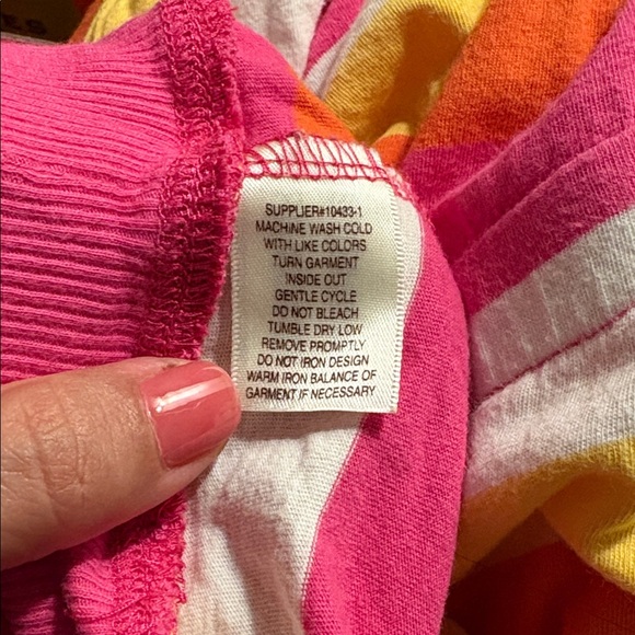 Long Sleeve Bright Striped Hooded V Neck Shirt Size Medium - Picture 3 of 3